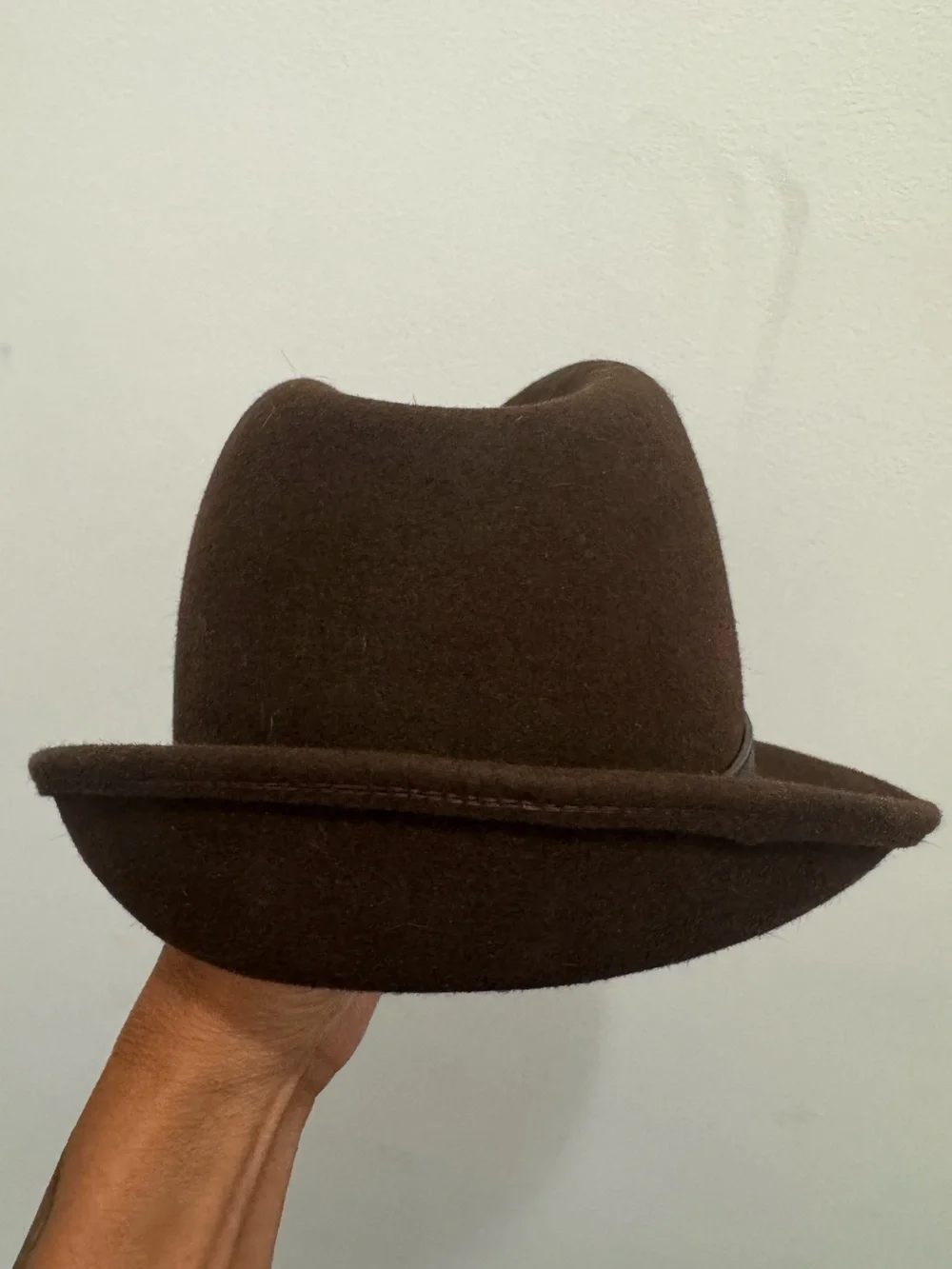 GUCCI Running GG Fur Leather Trim Fedora Hat